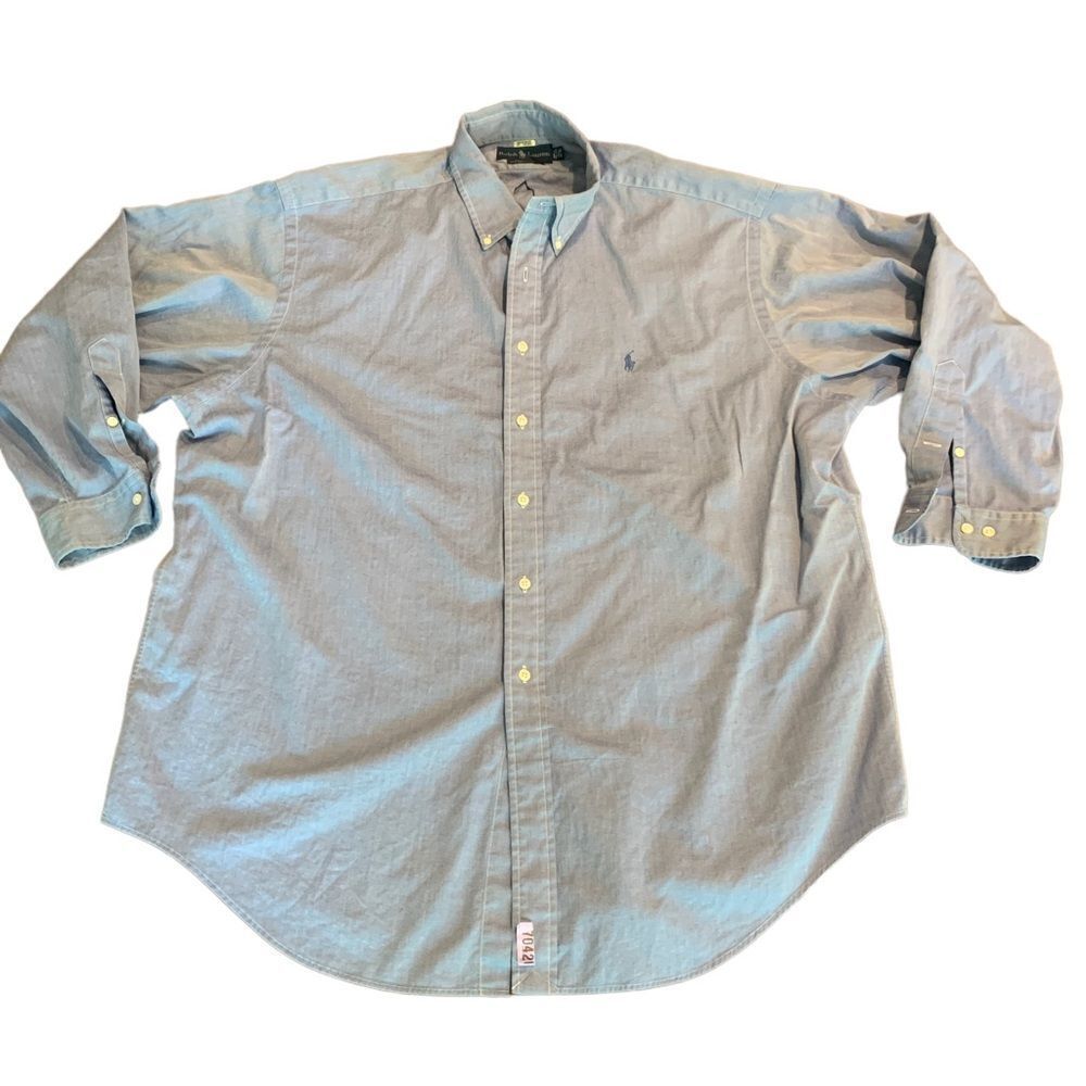 Ralph Lauren Yarmouth 100% Cotton Blue Button Down Shirt 17 1/2  32/33